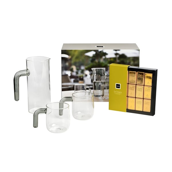 Carafe And Two Glass Cups Gift With 250g Of Chocolate