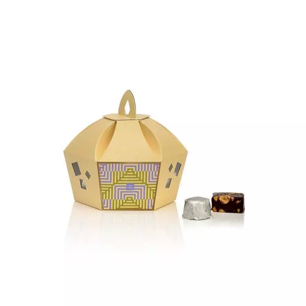 Elegant Lantern Box with 145g of Nougats and Chocolates, Ramadan Gift